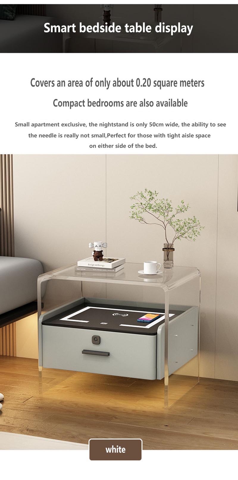 smart acrylic bedside table smart acrylic bedside table