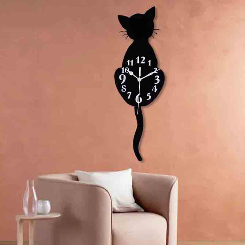crylic wall clock with cat back view pattern crylic wall clock with cat back view pattern