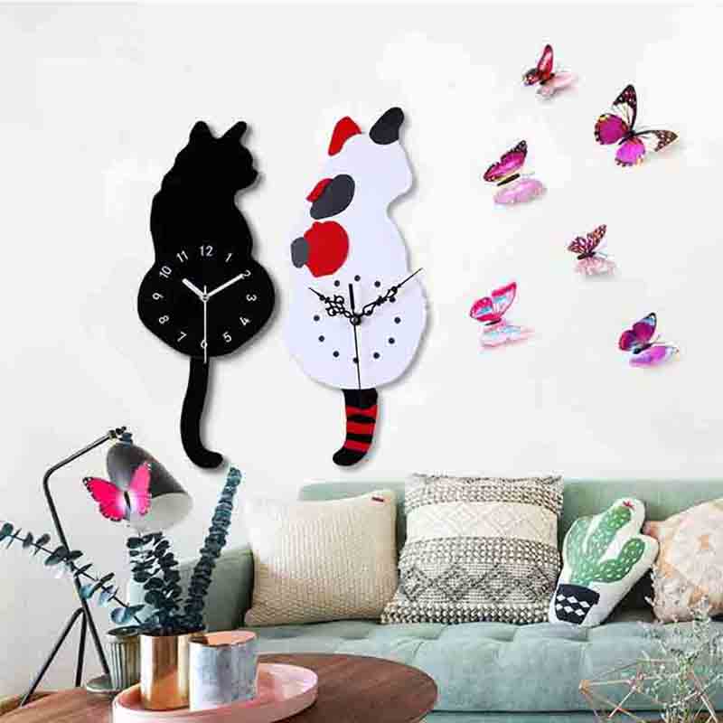 crylic wall clock with cat back view pattern crylic wall clock with cat back view pattern