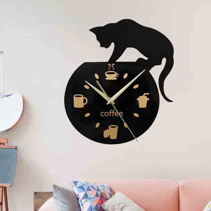 A cat crawling on a fish tank Pattern acrylic Wall Clock A cat crawling on a fish tank Pattern acrylic Wall Clock