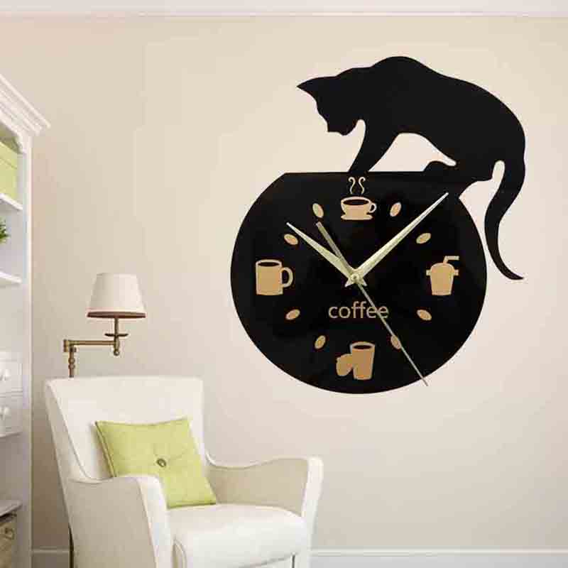 A cat crawling on a fish tank Pattern acrylic Wall Clock A cat crawling on a fish tank Pattern acrylic Wall Clock
