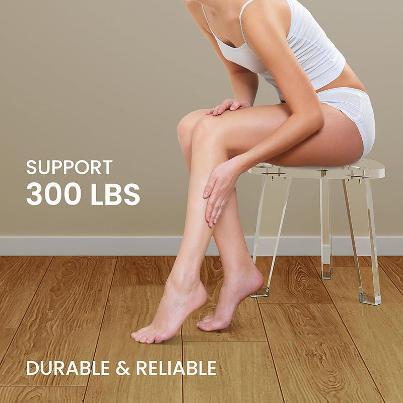 Transparent acrylic bathroom furniture, shoe-wearing stools