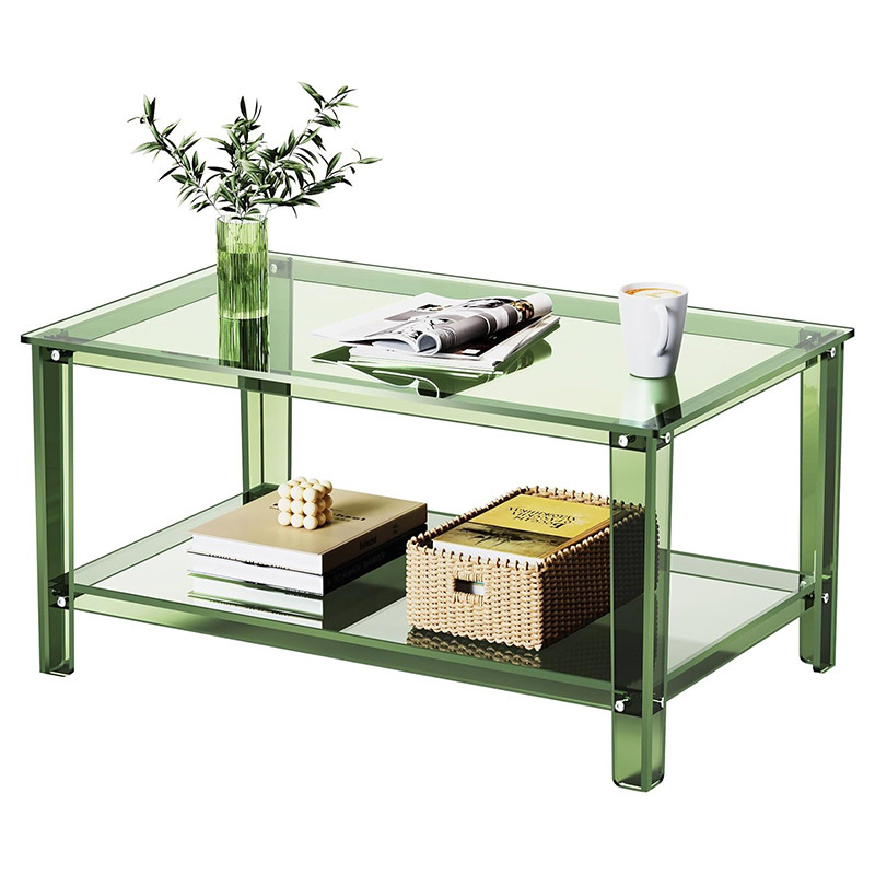 Rectangular two-layer acrylic detachable coffee tables factory-customized