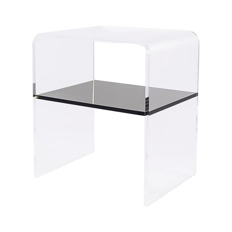 A transparent two-layer acrylic coffee table